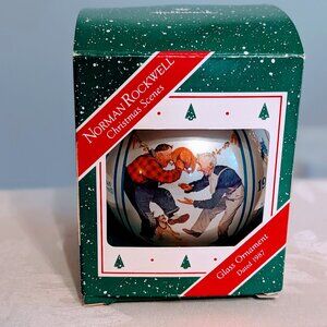VTG 1985 Norman Rockwell Hallmark Glass Ball Ornament 7th Limited Edition